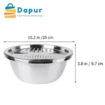 3 in 1 Stainless Steel Drain Basket Vegetable Cutter Cheese Grater-Kitchenware-Cooking Tooks- DapurBD-06