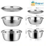 3 in 1 Stainless Steel Drain Basket Vegetable Cutter Cheese Grater-Kitchenware-Cooking Tooks- DapurBD-07