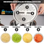 3 in 1 Stainless Steel Drain Basket Vegetable Cutter Cheese Grater-Kitchenware-Cooking Tooks- DapurBD-11
