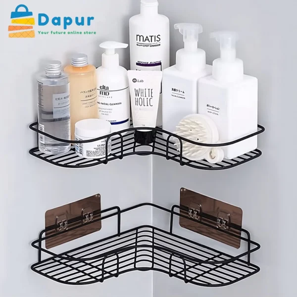 2PCS Wall Mounted Metal Rack Bathroom Corner Storage Shelves-Home Appliances- DapurBD- Cover